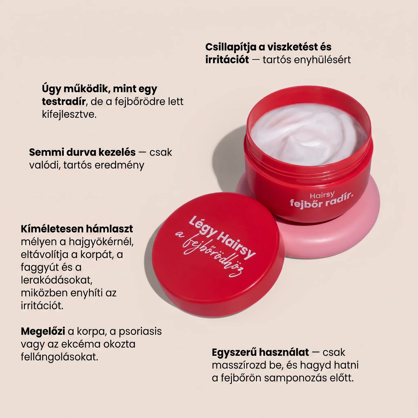 Hairsy - Fejbőr Radír Korpa, Hámlás és Viszketés Ellen